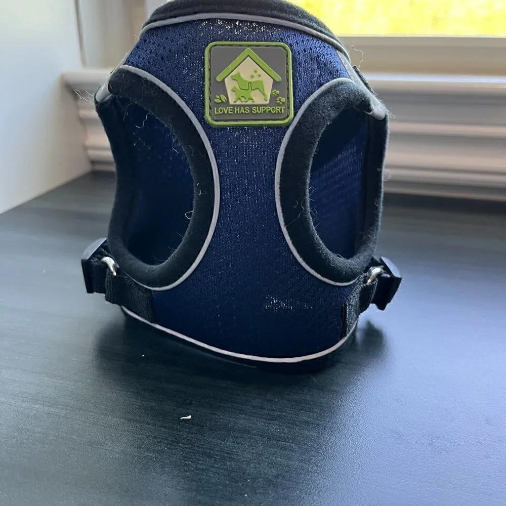 Mesh Dog Harness Navy Blue and Black Size S EUC
